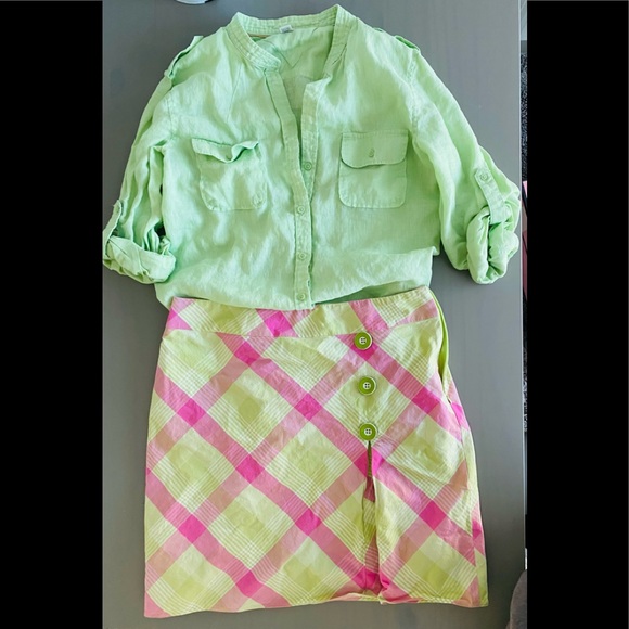 LOFT Dresses & Skirts - Loft skirt size 10 and Tommy Hilfiger linen shirt size L